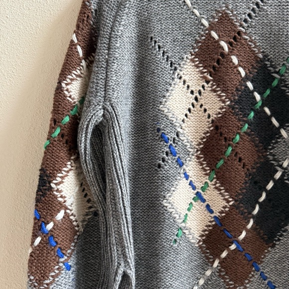 Zara Diamond Knit Sweater in grey marl, Size S - Picture 6 of 10